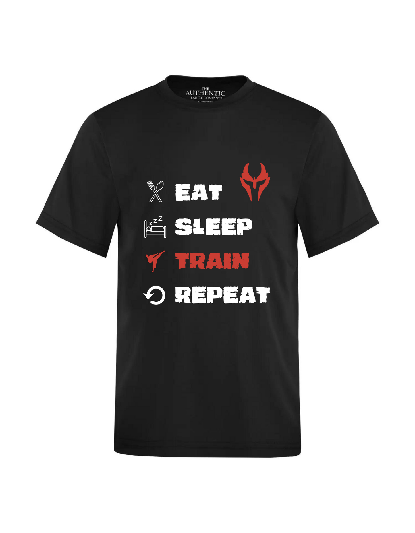 Eat Sleep Train Repeat - Cotton T-Shirt /w Gladiator Logo